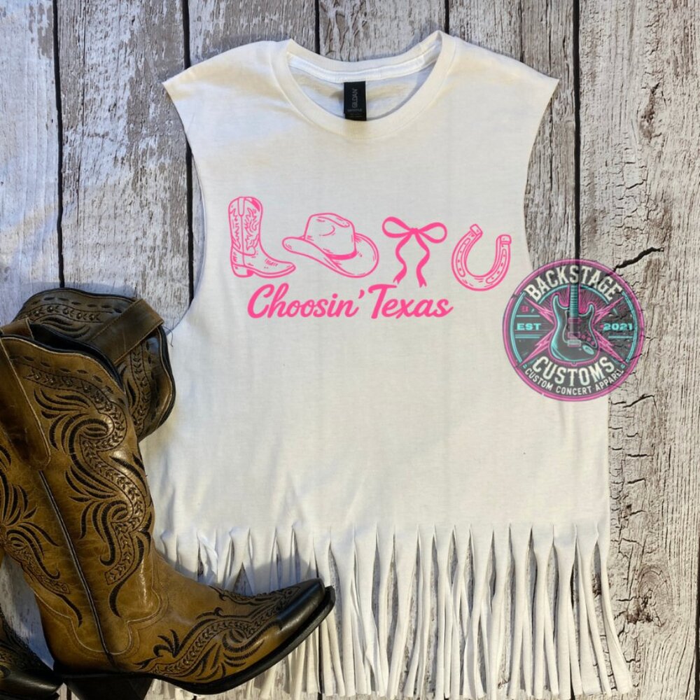 Choosin' Texas Fringe Muscle Tank